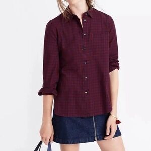 Madewell shrunken ex boyfriend flannel, gingham,size medium